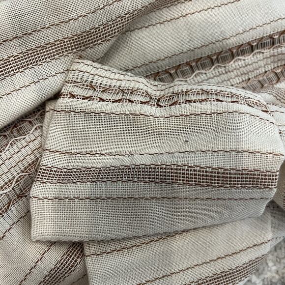 Vtg Pinch Pleat Curtain 2 Panels Drapery woven textured Ivory Brown mcm‎ Boho - Picture 3 of 12